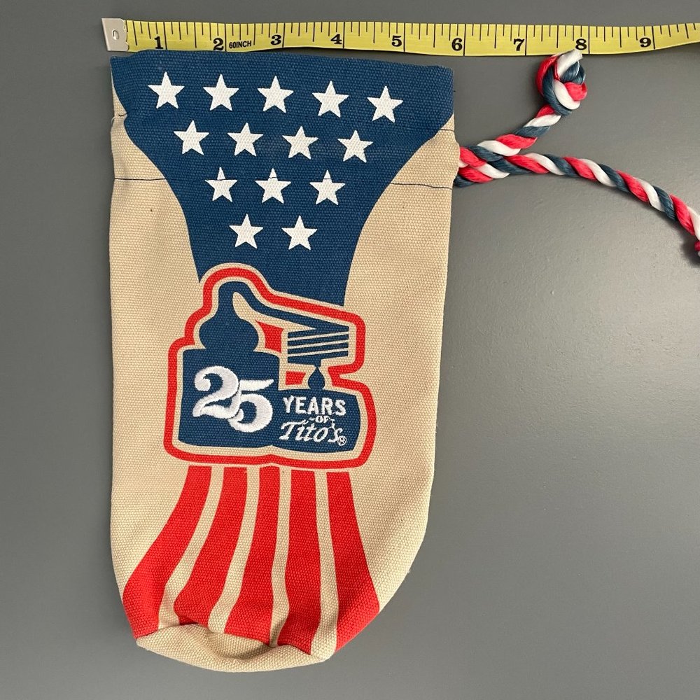 Tito’s Handmade Vodka Anniversary Canvas Drawstring Bottle Bag USA American - Picture 6 of 6
